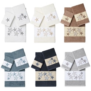Linum Home Textiles 100% Turkish Cotton LYDIA Embellished Towel Set - 1 of 4