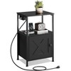 GALAXHERO Farmhouse End Table with Charging Station, Bedside Table with Open Shelf and Cabinet, Small Nightstand for Bedroom or Living Room - 2 of 4