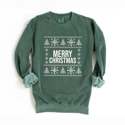 Simply Sage Market Women's  Garment Dyed Graphic Sweatshirt Merry Christmas Sweater