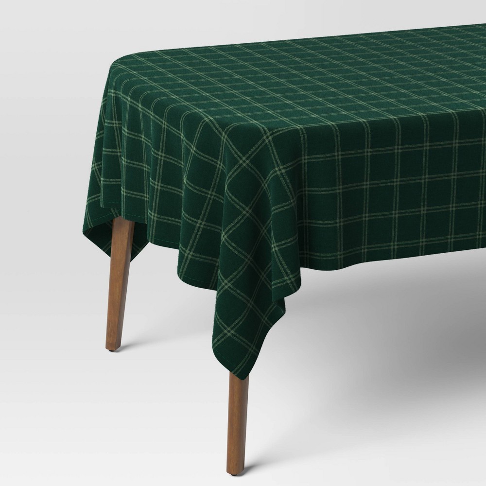 84"x60" Plaid Tablecloth Green - Threshold