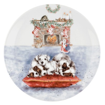Royal Worcester Wrendale Designs Christmas Eve 8 Inch Plate (Puppies)