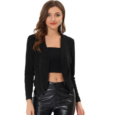 Inspire Chic Women's Party Sequin Sparkle Long Sleeve Cropped Length Zipper Bomber Jacket Green Pink X-Large