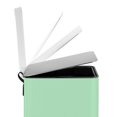 Mint Green Stainless Steel Rectangular Step-On Trash Can, 2.6 Gallons