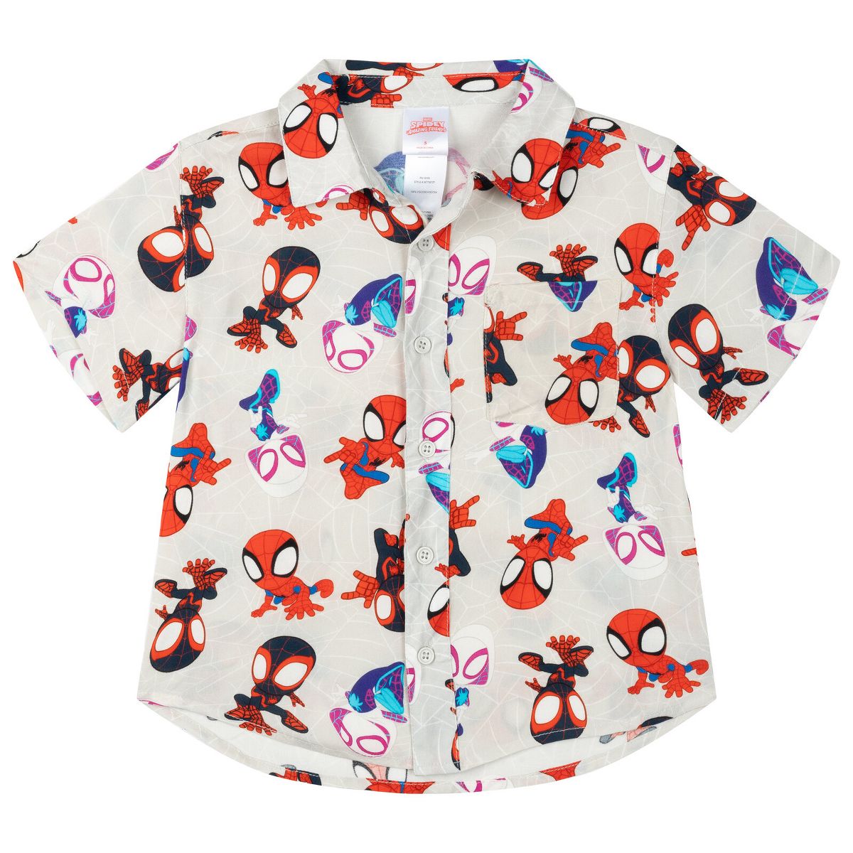 Marvel Spidey and His Amazing Friends Hawaiian Button Down Shirt Little Kid