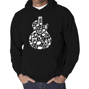LA Pop Art Music Notes Guitar - Men's Word Art Hooded Sweatshirt - 1 of 4