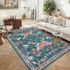 Washable Farmhouse Floral Print Living Room Rugs, Soft Butterfly Print Ultra Thin Bedroom Carpet, Non Slip Textured Dining Room Rugs - 2 of 4