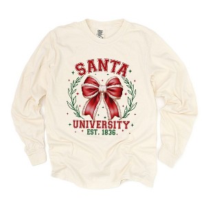 Simply Sage Market Women's Santa Coquette Long Sleeve Garment Dyed Tee - 1 of 4