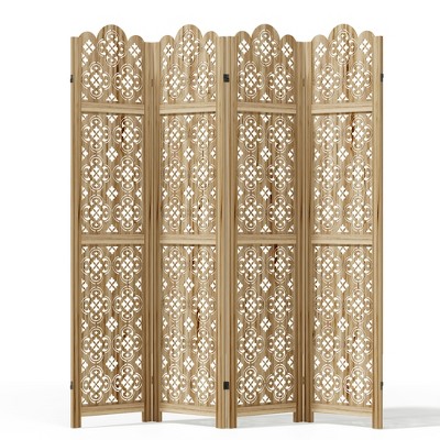 Lirago 68 in. Wood indoor Privacy Screens Garden Outdoor Fence 4 pieces Brown