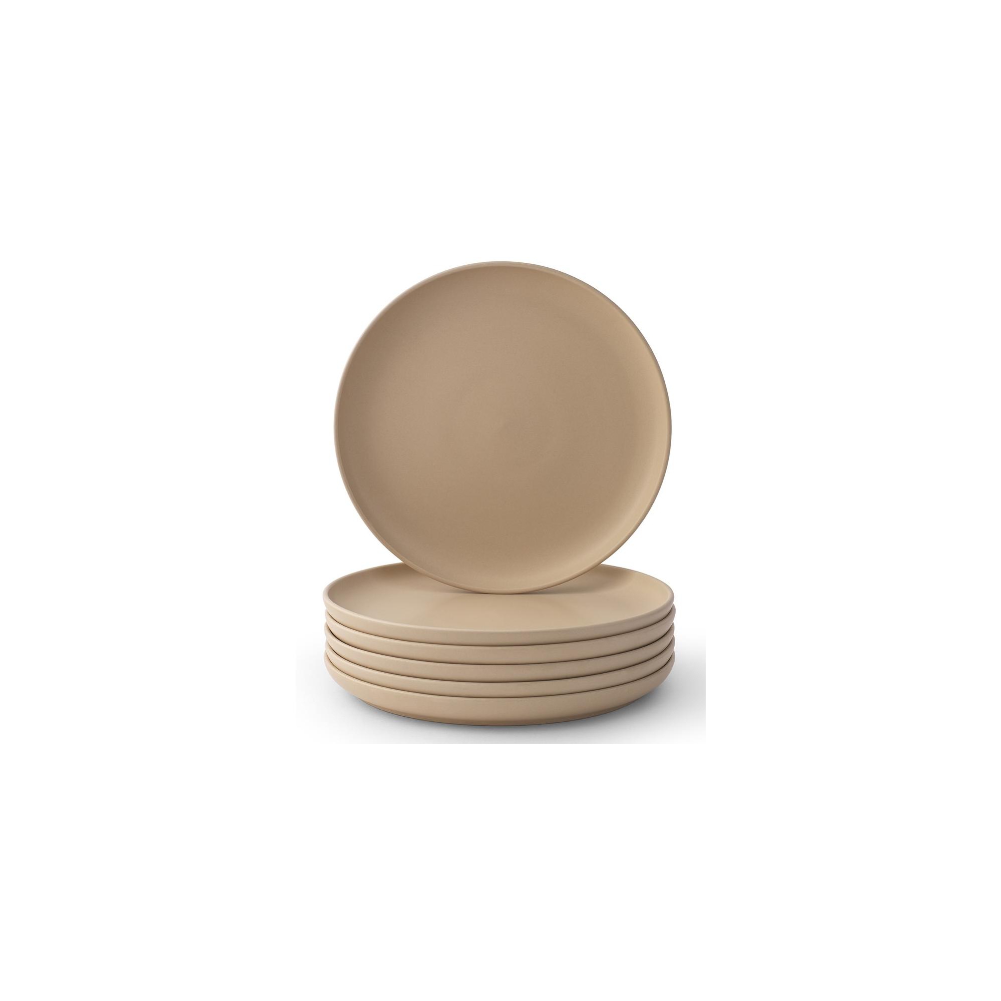 JoyJolt Mesa 6-Piece Stoneware Dinner Plates Set – 10.5” – Matte Beige