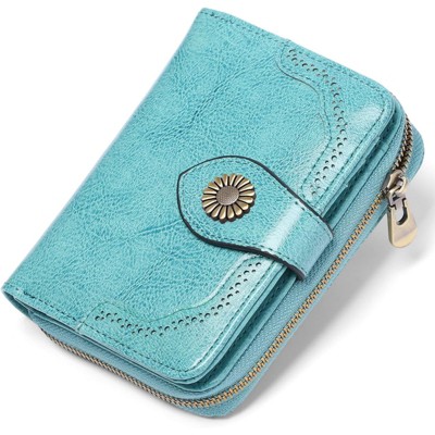 BEAFUP Small Women’s Genuine Leather Wallet - RFID Blocking with 7 Card Slots & Zipper Coin Pocket ID Window,for Daily,Travel & Shopping
