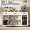 Buffet Cabinet, 55" Large Sideboard Buffet Storage Cabinet with Shelves & 4 Doors, Modern Farmhouse Coffee Bar Cabinet Wood Buffet Table - 4 of 4