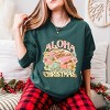 Aloha Christmas Surfing Santa - Women's Garment Dyed Long Sleeve Graphic T-Shirt - 3 of 4