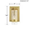 Possini Euro Design Derina Modern Wall Sconce Warm Gold Metal Hardwire 7" Fixture Clear Glass Shade for Bedroom Bathroom Bedside - 4 of 4