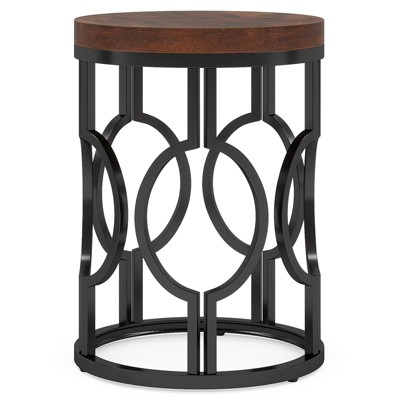 FONTOI 20'' Round End Table, Modern Accent Side Table with O-Shaped Base for Living Room, Bedroom, Brown&Black, 19.69"*25.59"*19.69"