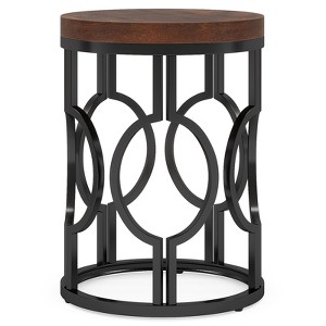 FONTOI 20'' Round End Table, Modern Accent Side Table with O-Shaped Base for Living Room, Bedroom, Brown&Black, 19.69"*25.59"*19.69" - 1 of 4