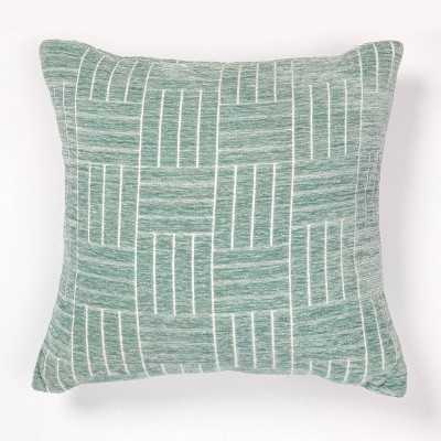 Staggered Striped Chenille Woven Jacquard Square Throw Pillow - freshmint