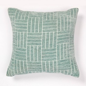 Staggered Striped Chenille Woven Jacquard Square Throw Pillow - freshmint - 1 of 4