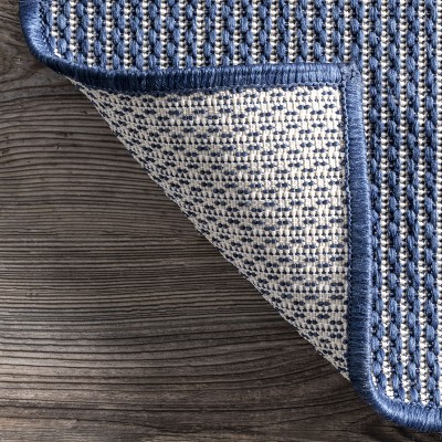 Blue Geometric Synthetic Reversible 4' x 6' Area Rug