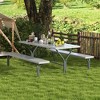 Costway 6 FT Picnic Table Bench Set Outdoor Dining Table & 2 Benches with Metal Frame Green/White/Black/Grey - 2 of 4