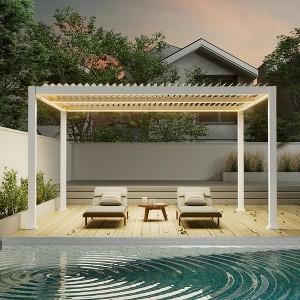 Sonkuki 10×13ft Aluminum Patio Pergola with LED Solar Panel - 1 of 4