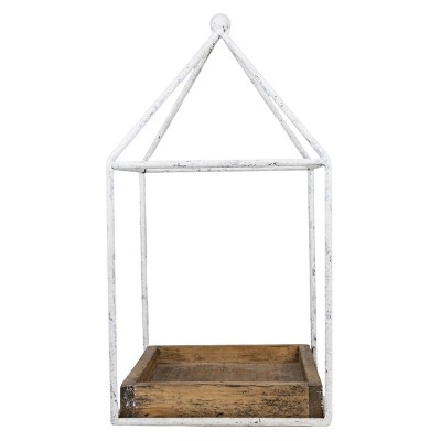 Platform Tray White Metal & Wood - Foreside Home & Garden