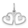 Black Bow Jewelry 14k White Gold Satin Double Heart Charm - 3 of 4
