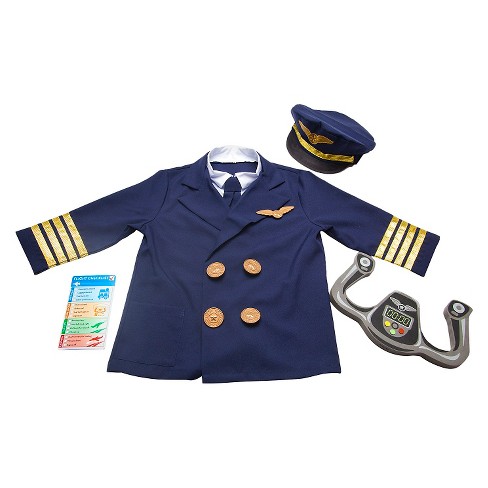 Melissa & Doug Pilot Role Play Costume Set (6pc) - Jacket, Tie, Hat, Wings, Steering Yoke, Checklist - image 1 of 4