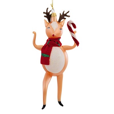 Italian Ornaments 7.25 In Jolly Jinglebuck Reindeer Antlers Candy Cane Tree Ornaments