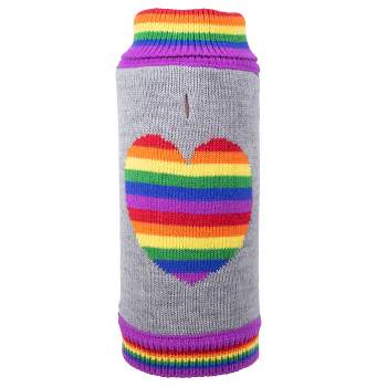 The Worthy Dog Rainbow Heart Turtleneck Pullover Sweater