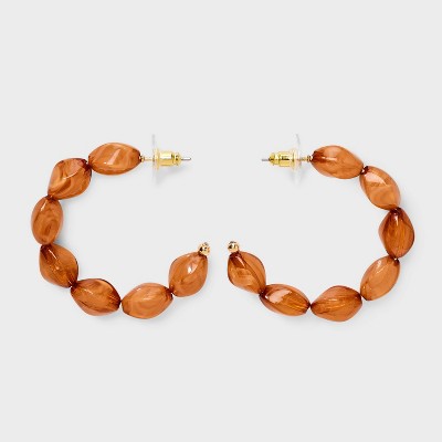 Beaded Hoop Earrings - A New Day™ Brown