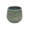 Cheung's Fairloam Round Curved Wave Lined Pattern Ceramic Pot- Medium - Green - 3 of 4
