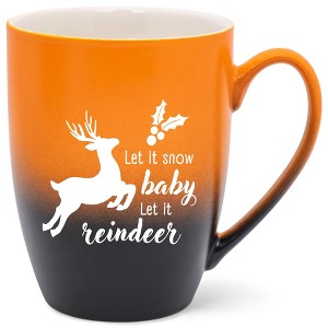 Elanze Designs Let It Snow Baby Let It Reindeer Two Toned Ombre Matte Orange and Black 12 ounce Ceramic Stoneware Coffee Cup Mug - 1 of 4