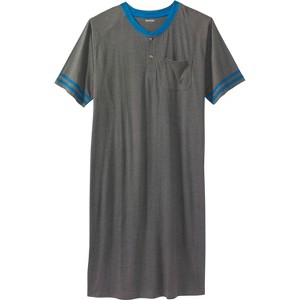 KingSize Men's Big & Tall Short-Sleeve Jersey Henley Nightshirt - 1 of 4