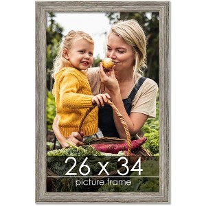 PosterPalooza | 26x34 Thin Barnwood Picture Frame, UV Acrylic, 2 Finishes - Grey and Black - 1 of 4