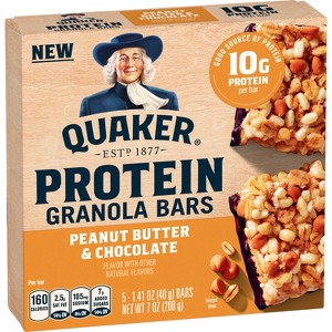 Quaker Peanut Butter & Chocolate Chewy Protein Granola Bars - 7oz/5ct - 1 of 4