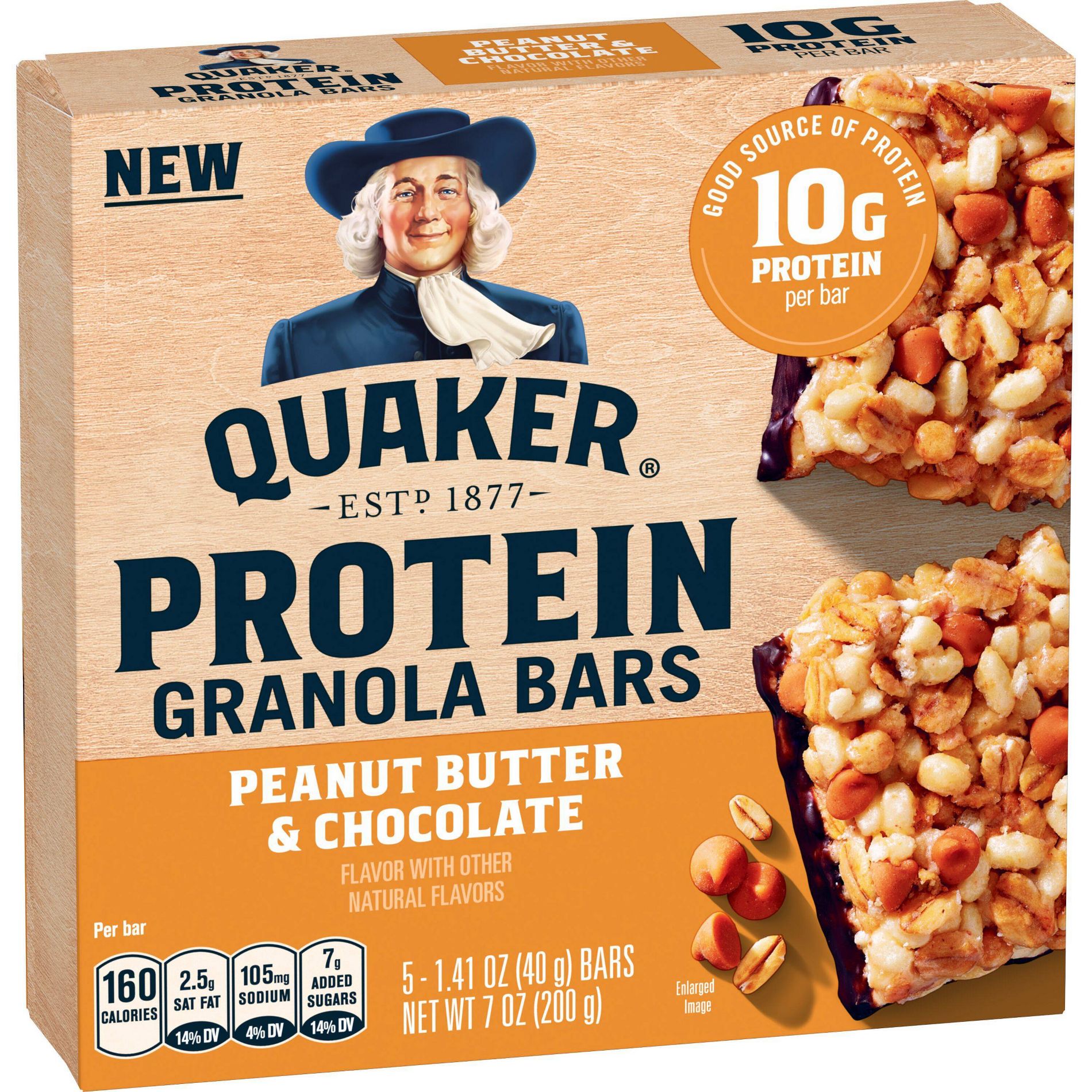 Quaker Peanut Butter & Chocolate Chewy Protein Granola Bars - 7oz/5ct