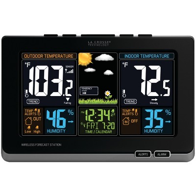 La Crosse Technology® Electric/battery-powered Color-lcd Wireless 2-piece  Digital Personal Weather Station With Hygrometer And Calendar : Target