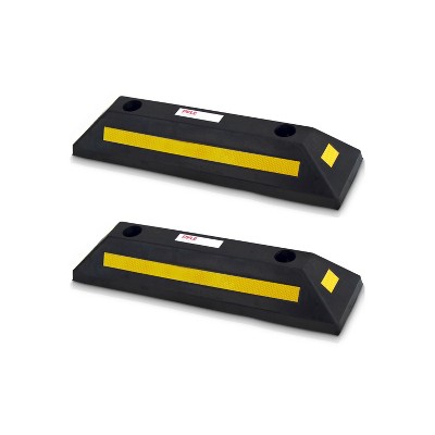Pyle 2 x PCRSTP11 22 Inch Heavy Duty Rubber Car Truck Vehicle Wheel Guide Stopper Stop Tire Block for Driveway, Parking Lot Spot, and Garage (2 Pack)