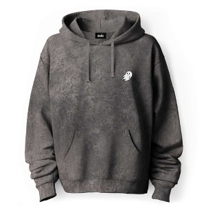 Dalix Ghost Embroidered Washed Hooded Sweatshirt Fleece Soft Cotton Mens - 1 of 4