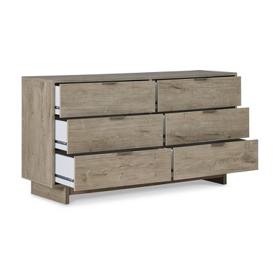 Light Brown 6-Drawer Engineered Wood Dresser