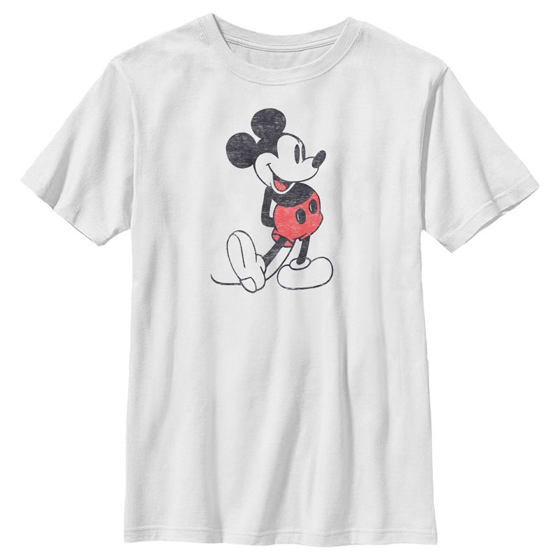 Boy's Mickey & Friends Distressed Mickey Mouse Pose T-Shirt, 1 of 5