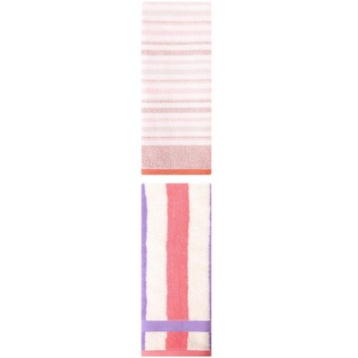 REGALWOVEN Striped Pattern Cotton Bathroom Hand Towels for Home Decor 13" x 29"/13" x 27" 2 Pcs
