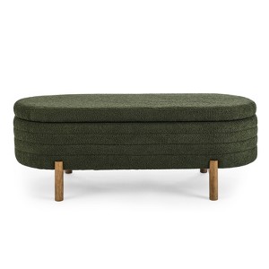 FONTOI Oval Storage Ottoman, Ottoman Foot Stools, Storage Bench for Living Room Bedroom, Green, 17.72"*16.34"*46.06" - 1 of 4