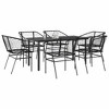 vidaXL 7-Piece Patio Dining Set - Black PE Rattan & Glass Outdoor Furniture for Garden, Backyard, Patio Ideal for Al Fresco Dining - Table & 6 Chairs - 2 of 4