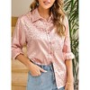Leopard Stain Button Down Shirts for Women Roll Up Long Sleeve V Neck Casual Work Shirts - 3 of 4