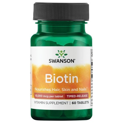 Swanson Biotin - Timed-Release 10,000 mcg 60 Tablets.