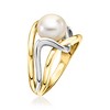 Ross-Simons 8-8.5mm Cultured Pearl Wavy Ring in 18kt Gold Over Sterling and Sterling Silver - 3 of 4