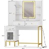 Acekool Makeup Vanity and Stool Set, White Desk with Mirror, Charging Ports, 3 Drawers, Visible Cabinet, Open Shelves, 43 Inch, For Bedroom - 2 of 4