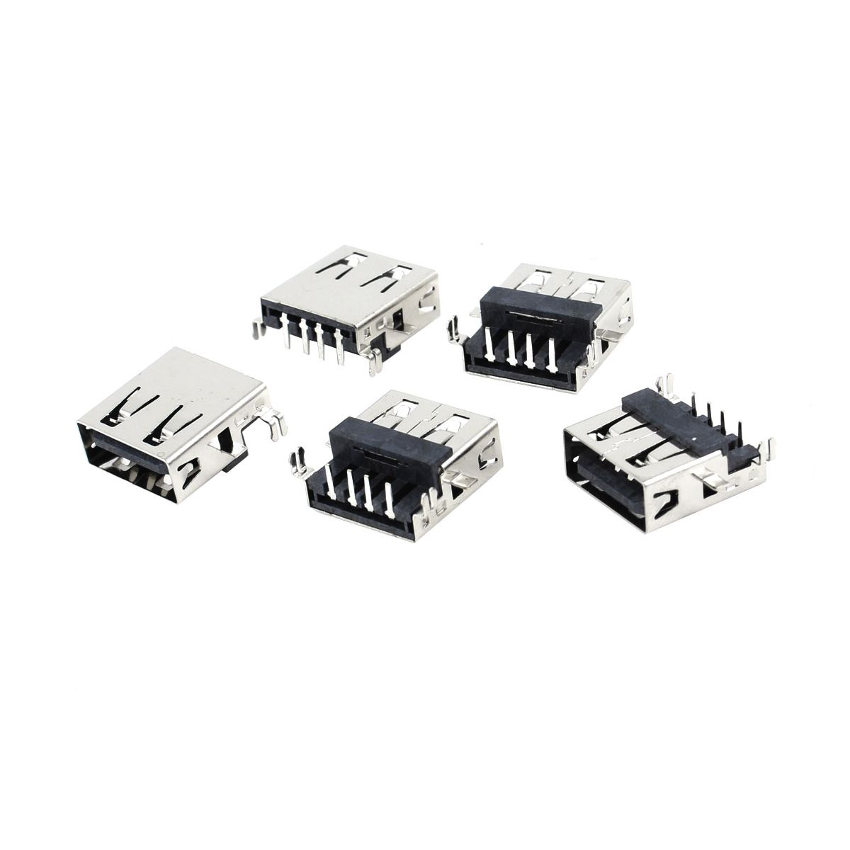 Unique Bargains PCB Mount Shielded Connector Soldering USB Jack 5 Pcs