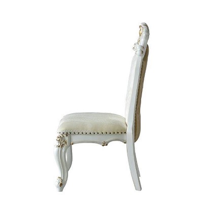 Elegant Beige Faux Leather Upholstered Side Chair with Queen Anne Legs